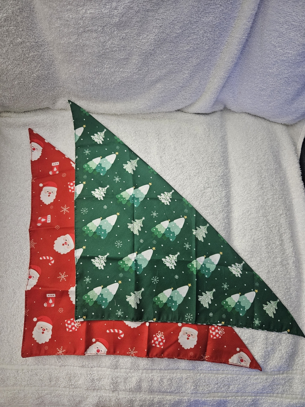 2 Pack Reversible Christmas Dog Bandana Small Pet Santa Green Stripes Polka Dot